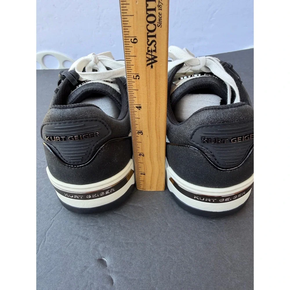 Kurt Geiger London Mens Black Sparkle White Eagle Head New Low Top Sneakers NWOB